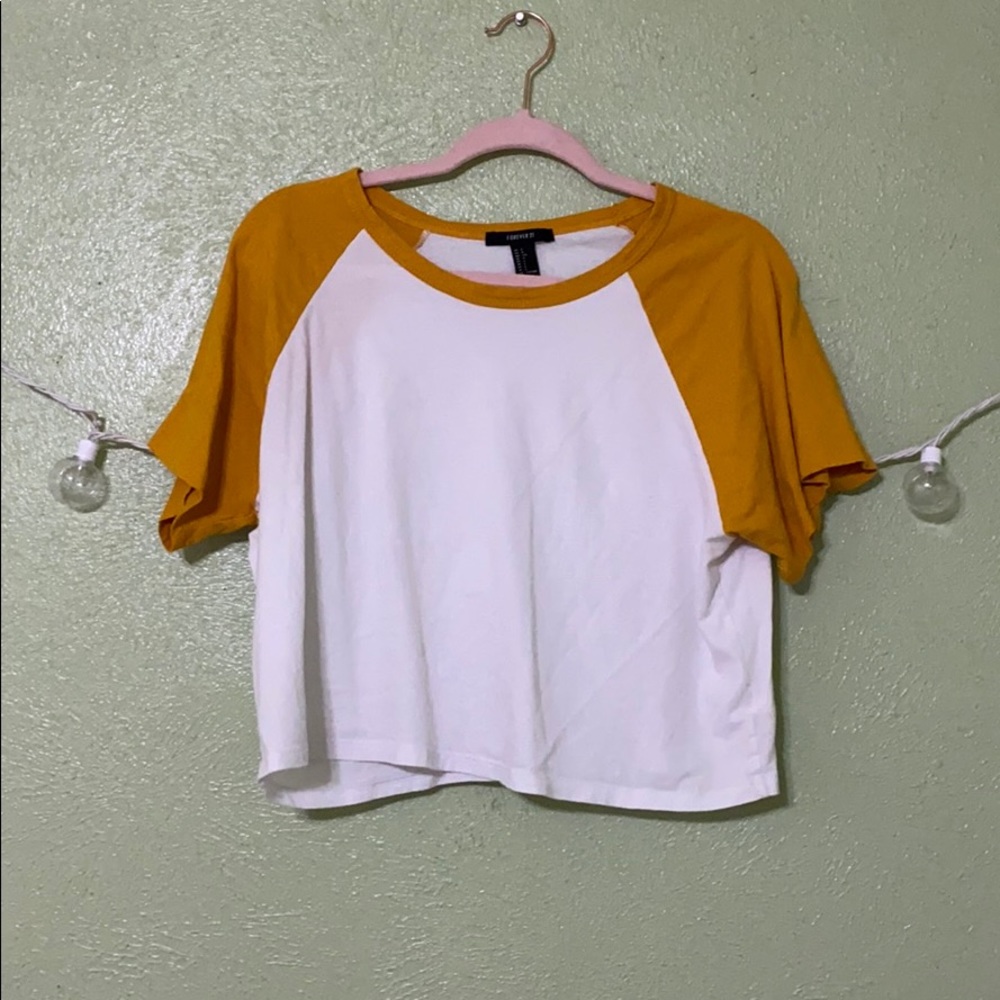 White and yellow crop top